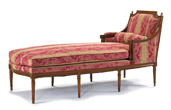 Appraisal: A Louis XVI beechwood chaise longue fourth quarter th century