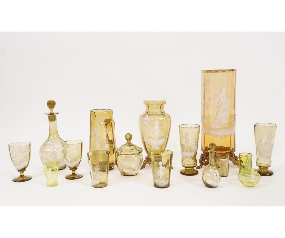 Appraisal: Sixteen pieces of Mary Gregory glassware late th c to