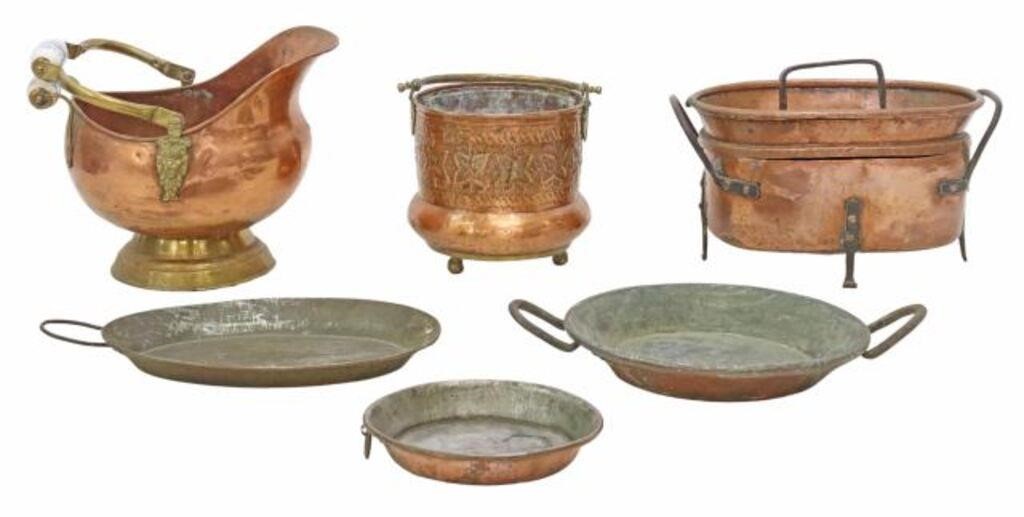 Appraisal: lot of French copper kitchenwares late th c including pitcher