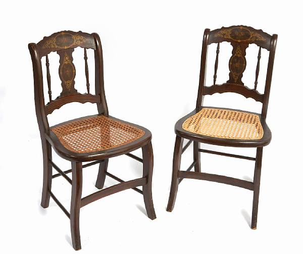 Appraisal: A set of four American faux rosewood grained fancy chairs