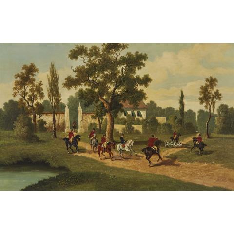 Appraisal: th Century British SETTING OUT ON THE HUNT Oil on