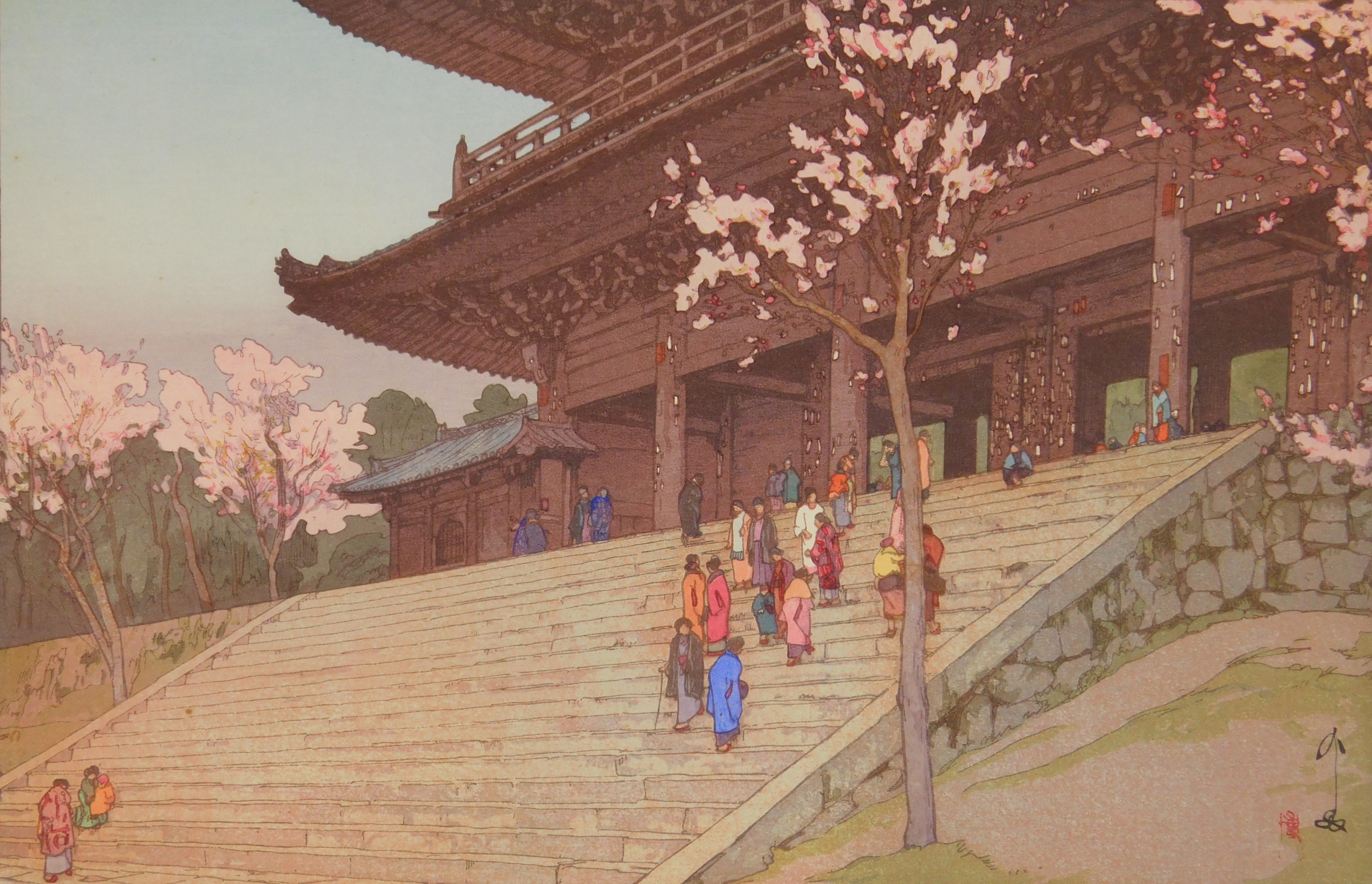 Appraisal: Hiroshi Yoshida - ''Chion-in Temple Gate'' Yoshida - woodblock in