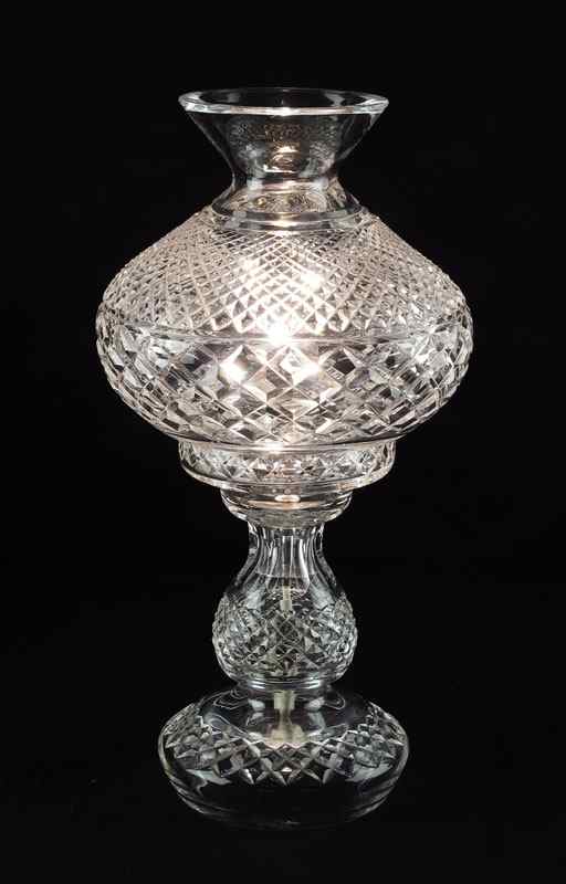 Appraisal: WATERFORD HURRICANE LAMP Overall '' x ''