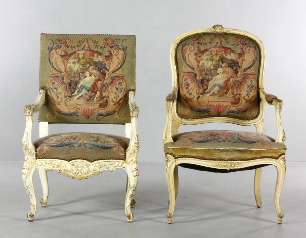 Appraisal: - Lot of French Louis IV Style Arm Chairs Lot