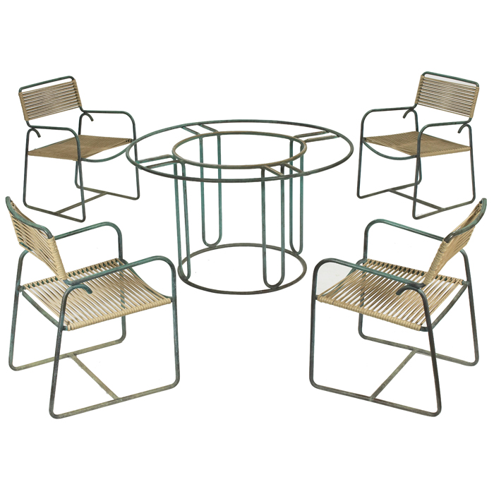 Appraisal: Walter Lamb table and chairs by Brown Jordan USA copper