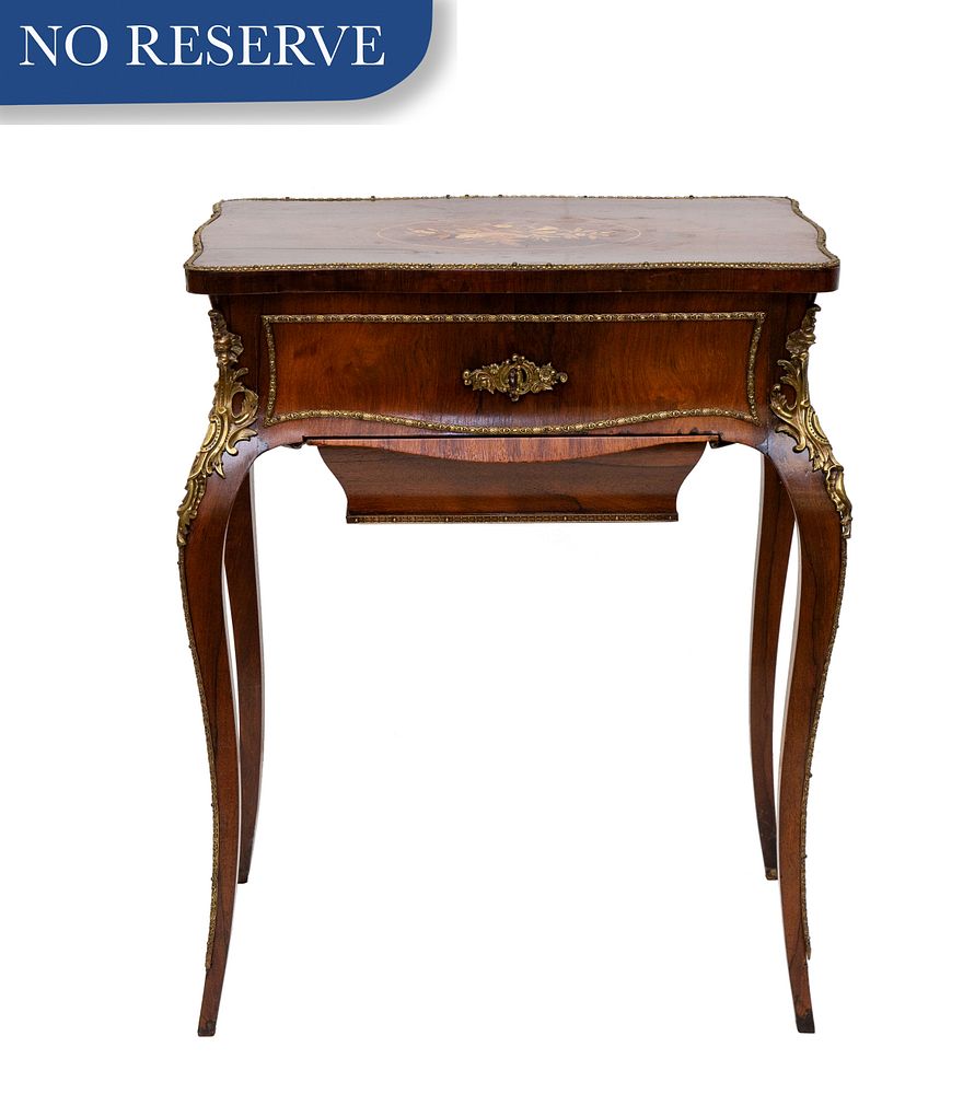 Appraisal: TH CENTURY ITALIAN REGENCE-REVIVAL GILT-BRASS-MOUNTED ROSEWOOD SEWING STAND TH CENTURY