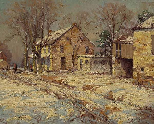 Appraisal: Alfred R Mitchell - Winter countryside and two huntsmen after