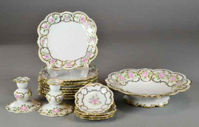 Appraisal: Pieces Hand Painted Tirschenreuth PorcelainTo include a scalloped footed bowl