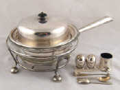 Appraisal: Silver plate including a muffineer two salts a glass dish