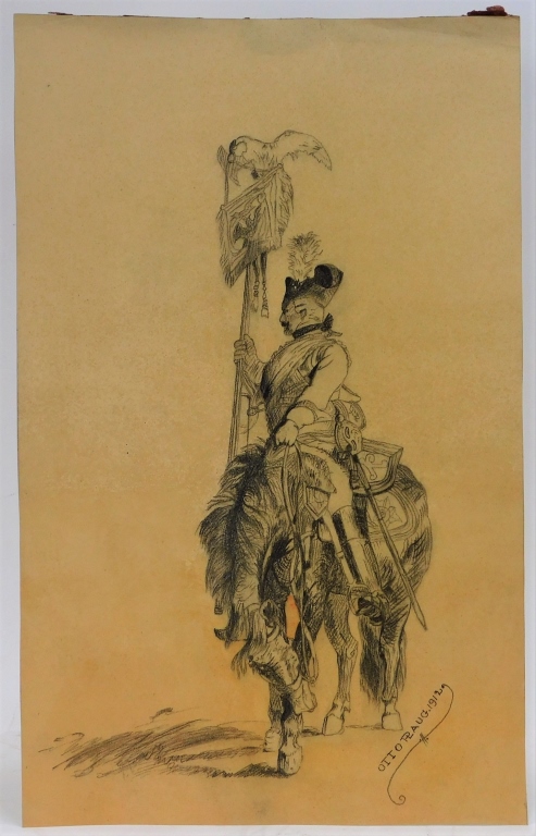 Appraisal: OTTO PLAUG EUROPEAN SOLDIER FIGURE DRAWING New York Germany -