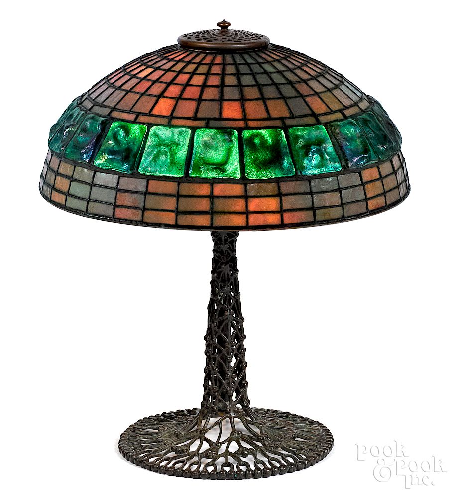 Appraisal: Tiffany Studios turtle back table lamp Tiffany Studios turtle back