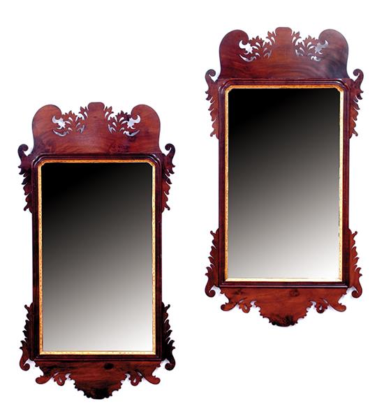 Appraisal: Pair Chippendale style mahogany mirrors English or American late th