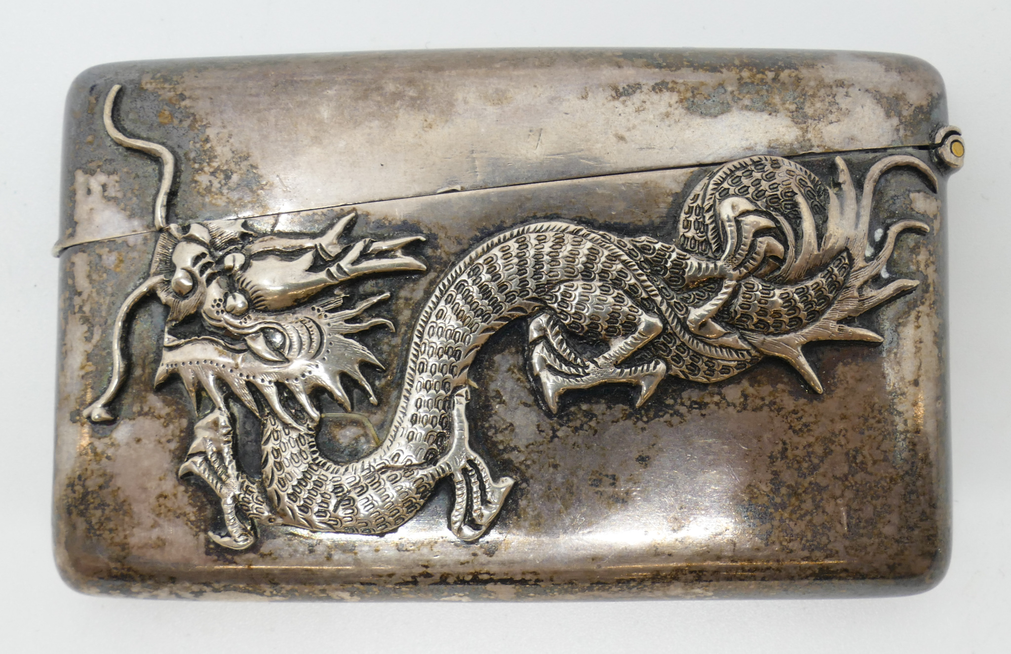 Appraisal: Chinese Cumshing Export Sterling Dragon Card Case '' - Grams