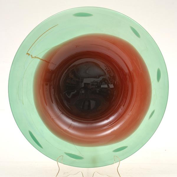 Appraisal: LARGE GLASS CHARGER HANDCRAFTED BY KEITH ROWE TITLED LANDSCAPE CM