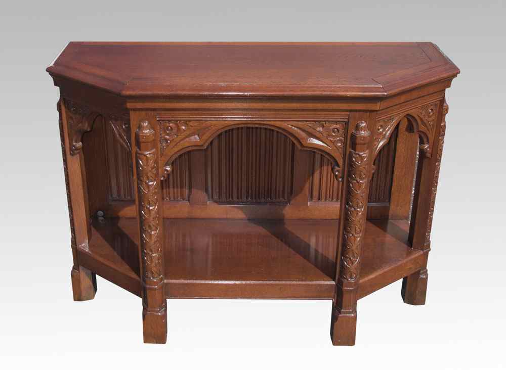 Appraisal: BELGIAN CARVED CONSOLE TABLE Shaped top with carved and shaped