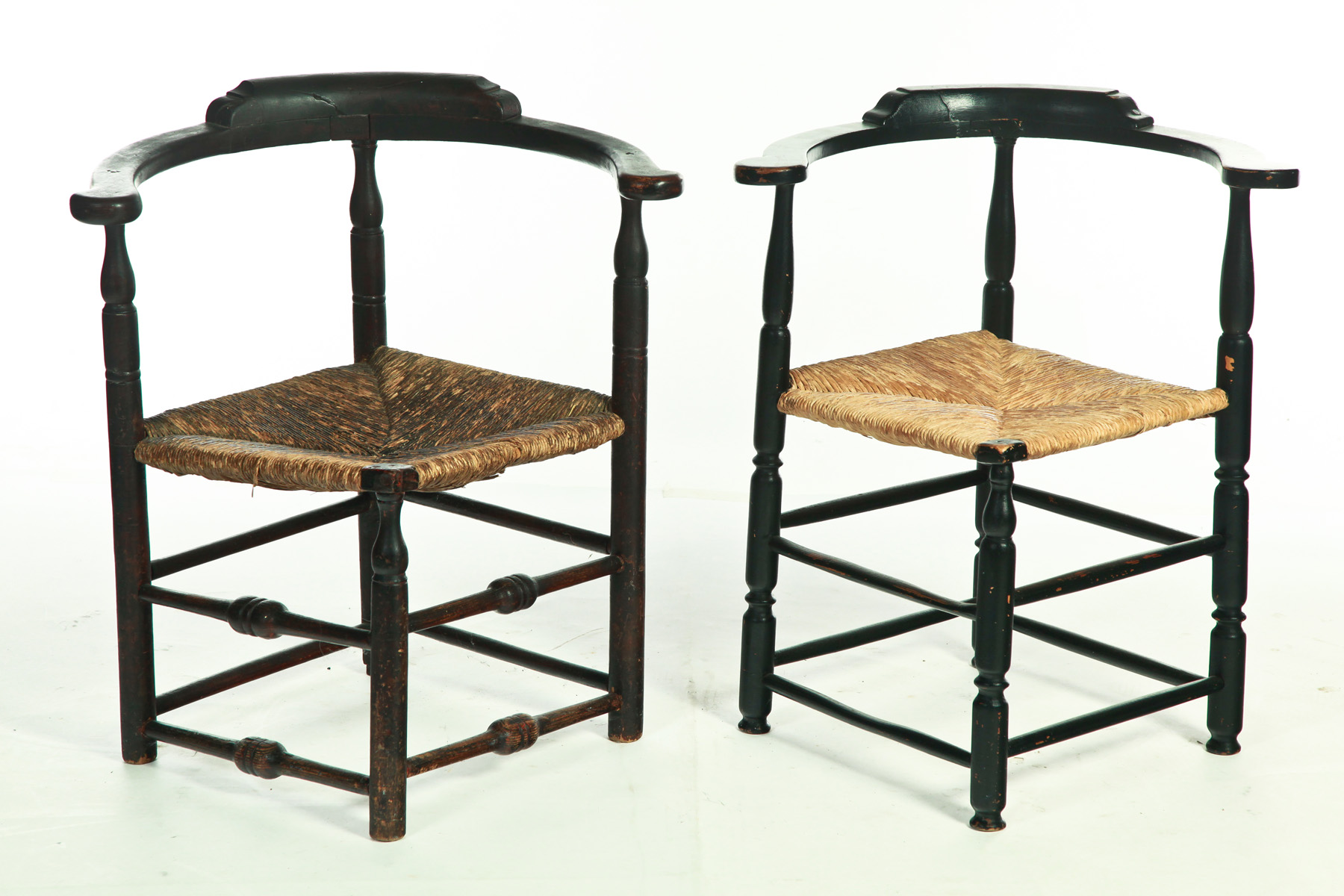 Appraisal: TWO NEW ENGLAND QUEEN ANNE CORNER CHAIRS Eighteenth century mixed