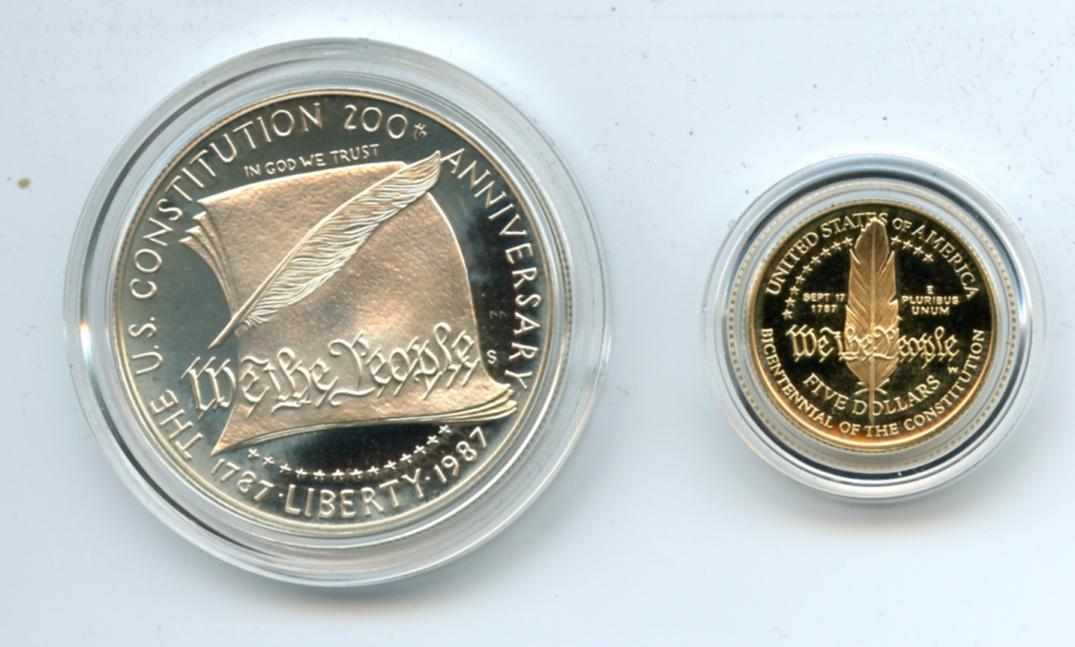 Appraisal: Constitution Two Coin Proof Set Included are and coins Both