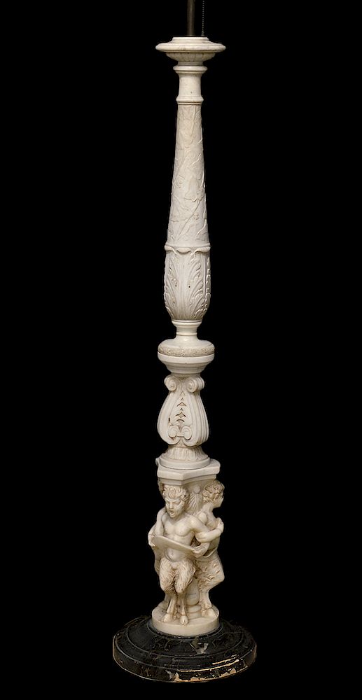 Appraisal: th C Tall Italian Carrera Marble Floor Lamp th C