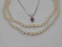 Appraisal: A graduated cultured pearl necklace with silver and marcasite clasp