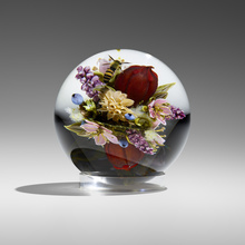 Appraisal: Paul Stankard BOTANICAL ORB USA lampworked glass polished clear glass