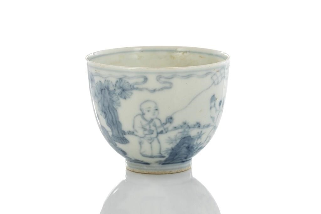 Appraisal: Chinese in blue and white palette featuring children at play