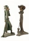 Appraisal: PAIR FIGURAL CANDLESTICKS - Bronze Finished Spelter Candlesticks in the