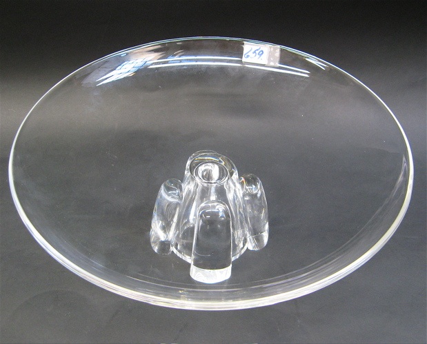 Appraisal: STEUBEN CLEAR CRYSTAL BOWL raised on tapered base having four