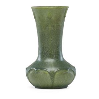 Appraisal: GRUEBY Flaring vase with leaves and bud GRUEBYFlaring vase with