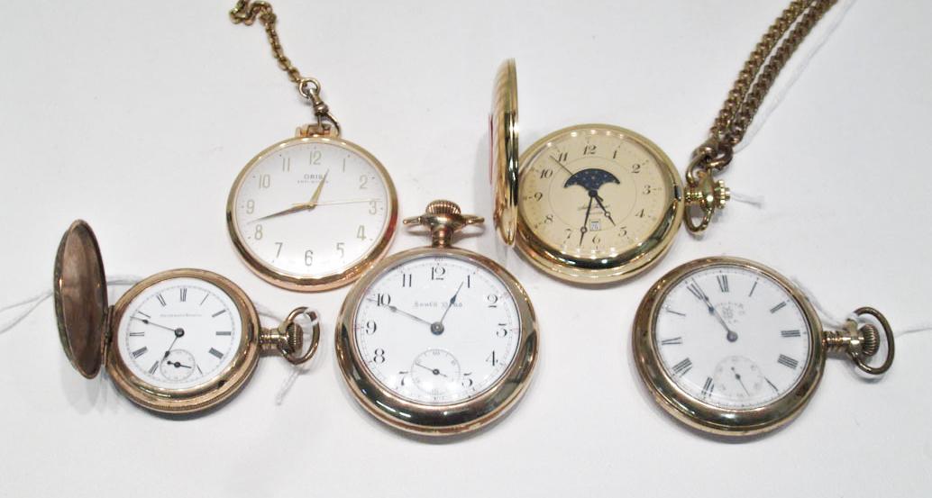 Appraisal: COLLECTION OF FIVE POCKET WATCHES South Bend model grade size