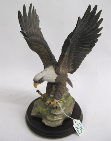 Appraisal: ROYAL CROWN PORCELAIN EAGLE SCULPTURE hand painted and Artist signed