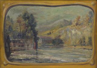 Appraisal: EILSHEMIUS Louis Oil on Board The Catskill Mountains Signed 'Elshemus'