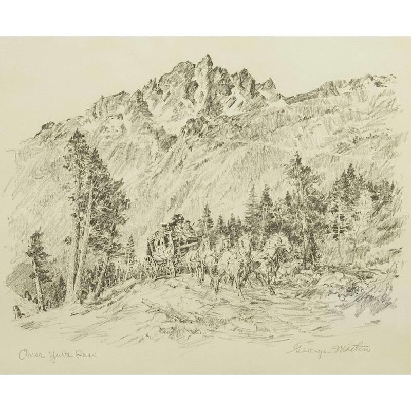 Appraisal: George Mathis - Over Yuba Pass Drawing Framed George Mathis