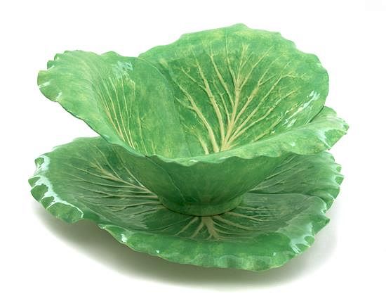 Appraisal: A Dodie Thayer Three Leaf Lettuceware Bowl and Charger Height