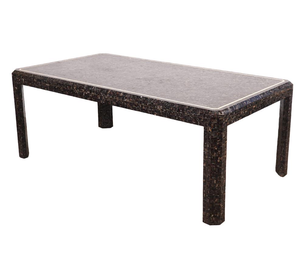 Appraisal: MAITLAND SMITH TESSELLATED ABALONE DINING TABLEDining table by Maitland Smith