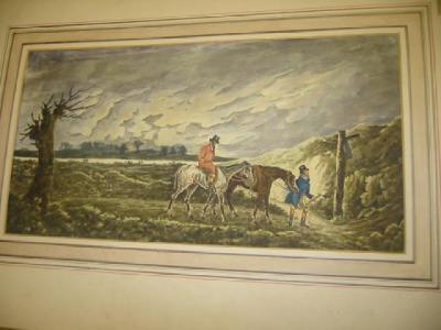 Appraisal: ENGLISH SCHOOL Winter Scene with Horses and Riders on a