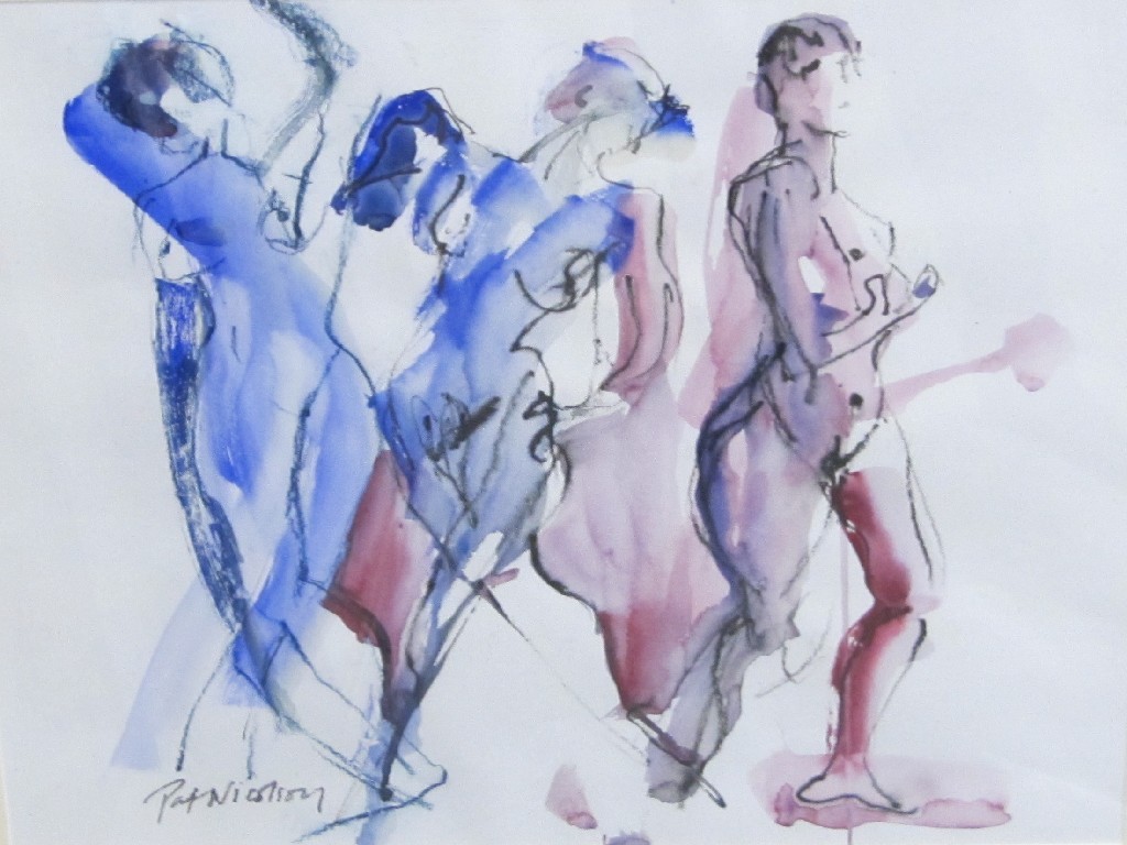 Appraisal: PAT NICOLSON Wash over chalk 'Dancers' signed