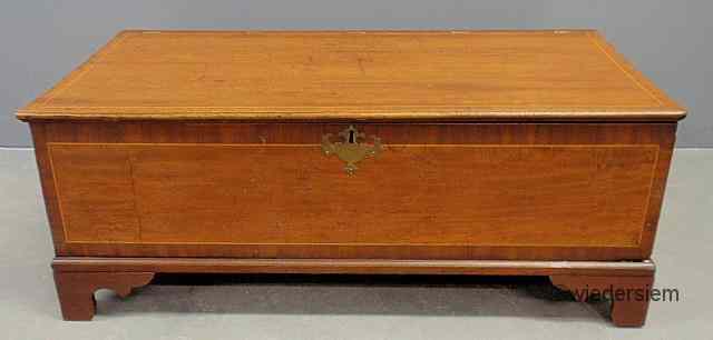 Appraisal: Yew wood campaign chest th c with an inlaid top