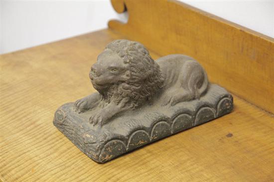 Appraisal: POTTERY LION Recumbent lion on molded base Base incised ''