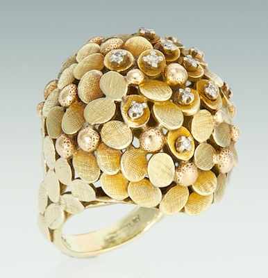 Appraisal: An Oversized Bombe Gold and Diamond Ring k yellow gold