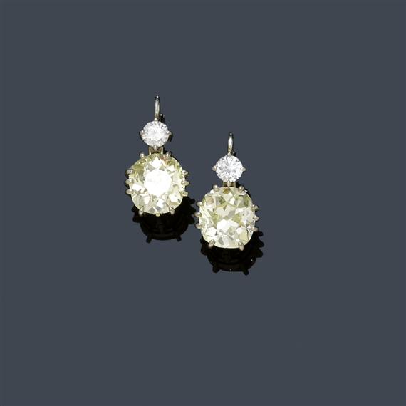 Appraisal: DIAMOND EAR PENDANTS ca White gold Fancy ear pendants each