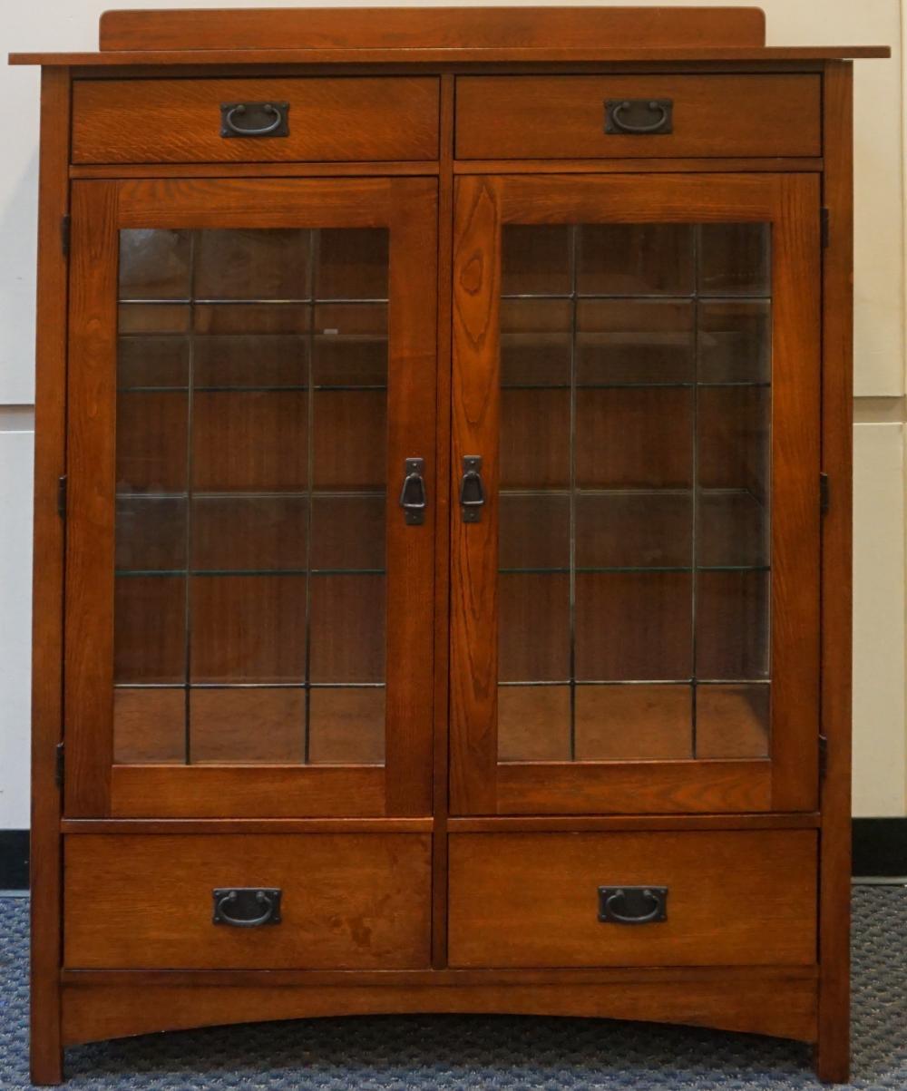 Appraisal: BASSETT ARTS AND CRAFTS STYLE OAK DOUBLE GLAZED DOOR BOOKCASE