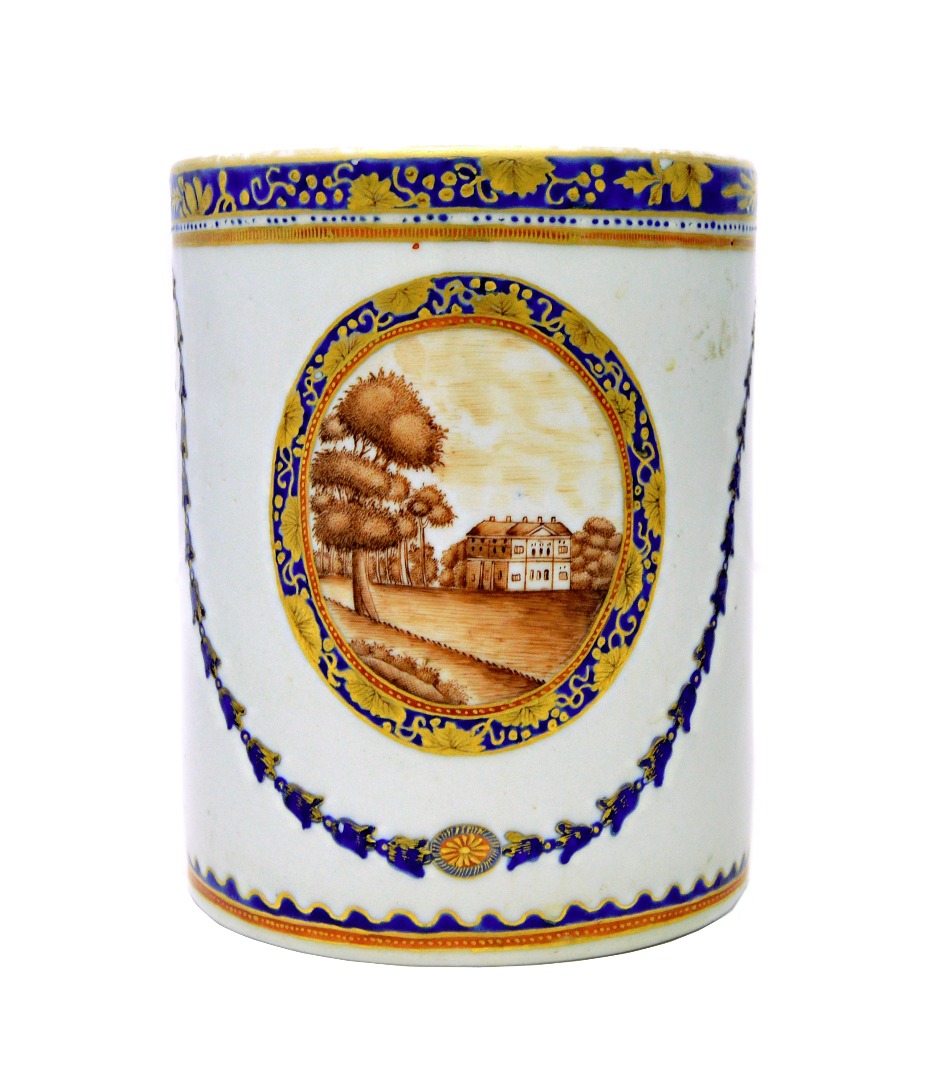 Appraisal: A Chinese export cylindrical mug circa - painted in sepia