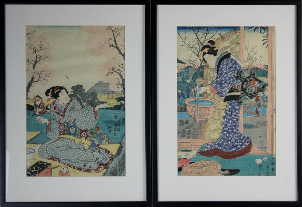 Appraisal: TWO JAPANESE UKIYO-E PRINTS both of iban tate-e size the