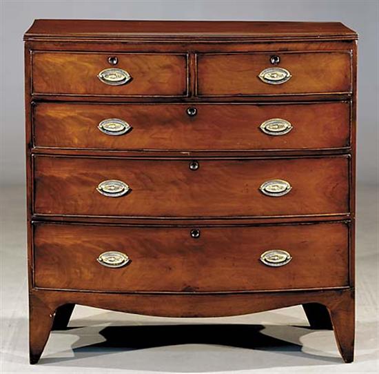 Appraisal: Georgian style mahogany bow front chest of drawers last quarter