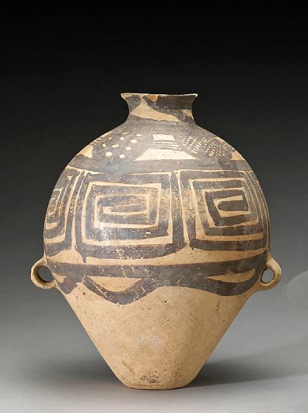 Appraisal: A large Neolithic pottery jar Majiayao Culture Of ovoid form