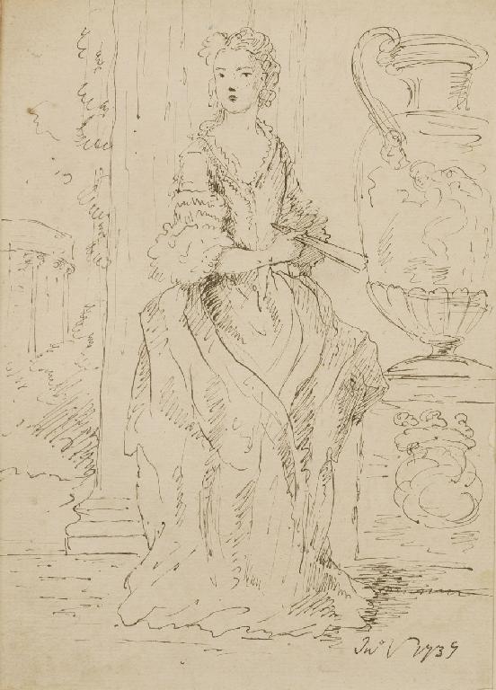 Appraisal: ATTRIBUTED TO JOHN VANDERBANK A lady holding a fan standing