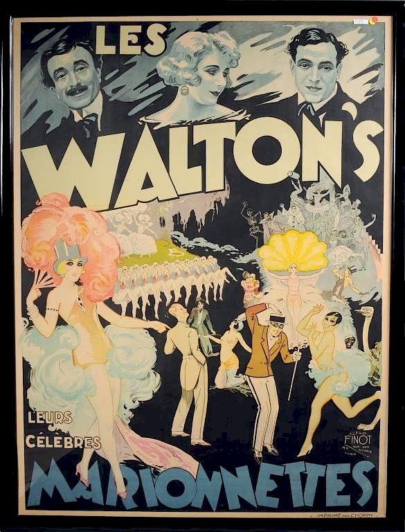 Appraisal: Emile Finot Les Waltons Marionettes Poster Emile Finot French b