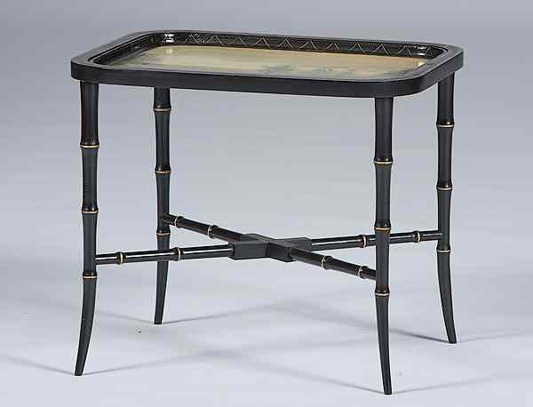 Appraisal: Papier M ch Tray on Stand England early th century