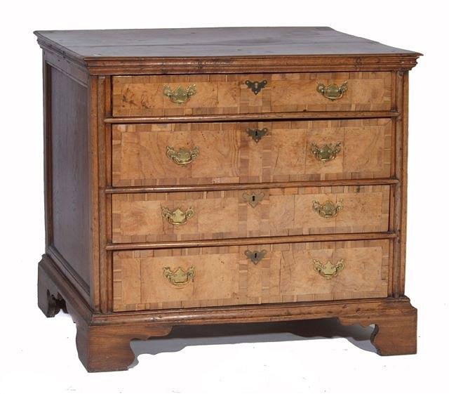 Appraisal: A TH CENTURY OAK AND LABURNUM VENEERED STRAIGHT FRONT CHEST