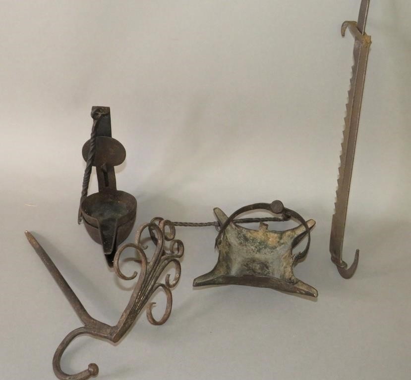 Appraisal: HAND WROUGHT LIGHTING RELATED ITEMSca th early th century fine